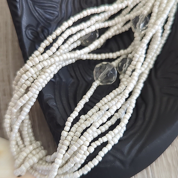 Mother of Pearl Seed Beed Statement Necklace - Picture 4 of 12